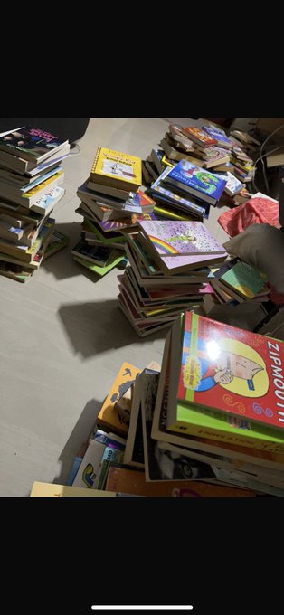 Pile of donated books